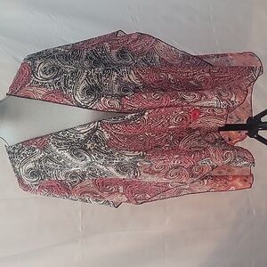 Truth Woman's Red, Black & White Kimono With Front Button, Size: S